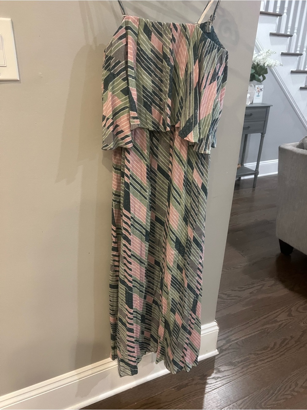 Mystree Striped Maxi Dress in Teal, Olive & Dusty Pink
